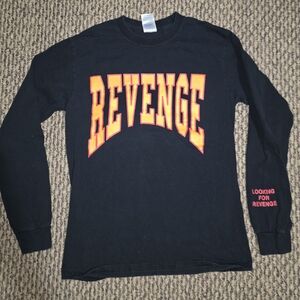 Drake Merch Revenge Black Tee with Red and Orange Graphic